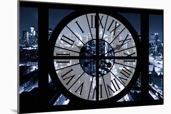 Giant Clock Window - View on the New York City - Blue Night-Philippe Hugonnard-Mounted Photographic Print