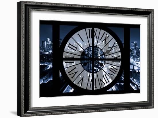 Giant Clock Window - View on the New York City - Blue Night-Philippe Hugonnard-Framed Photographic Print