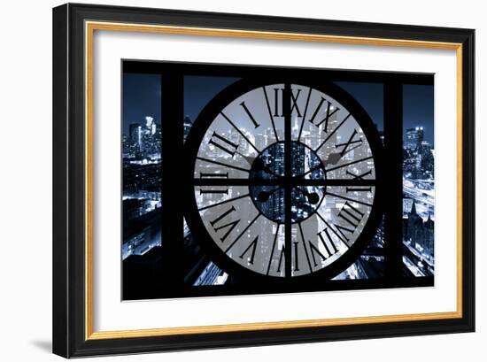 Giant Clock Window - View on the New York City - Blue Night-Philippe Hugonnard-Framed Photographic Print