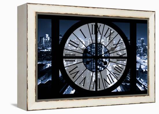 Giant Clock Window - View on the New York City - Blue Night-Philippe Hugonnard-Framed Premier Image Canvas