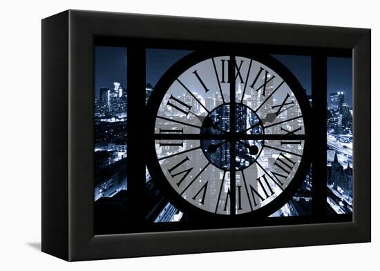 Giant Clock Window - View on the New York City - Blue Night-Philippe Hugonnard-Framed Premier Image Canvas