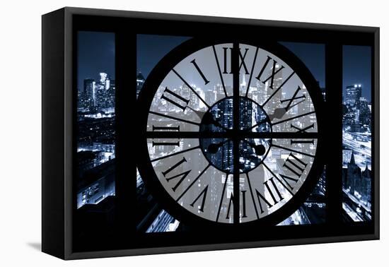 Giant Clock Window - View on the New York City - Blue Night-Philippe Hugonnard-Framed Premier Image Canvas