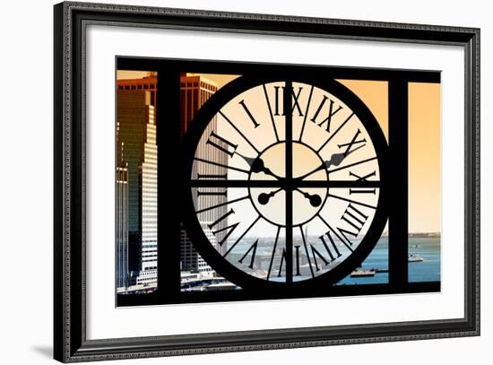 Giant Clock Window - View on the New York City - East River at Sunset-Philippe Hugonnard-Framed Photographic Print