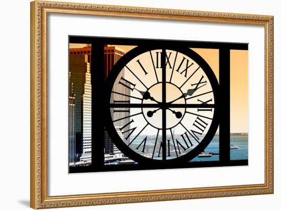 Giant Clock Window - View on the New York City - East River at Sunset-Philippe Hugonnard-Framed Photographic Print