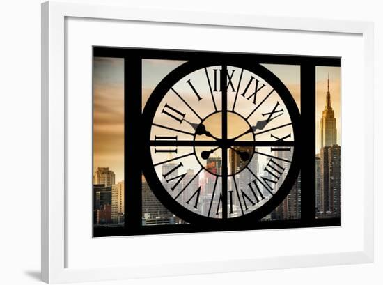 Giant Clock Window - View on the New York City - Golden Sunset-Philippe Hugonnard-Framed Photographic Print