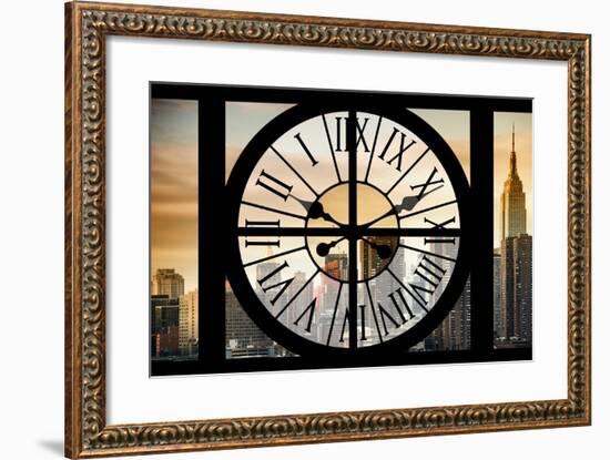 Giant Clock Window - View on the New York City - Golden Sunset-Philippe Hugonnard-Framed Photographic Print