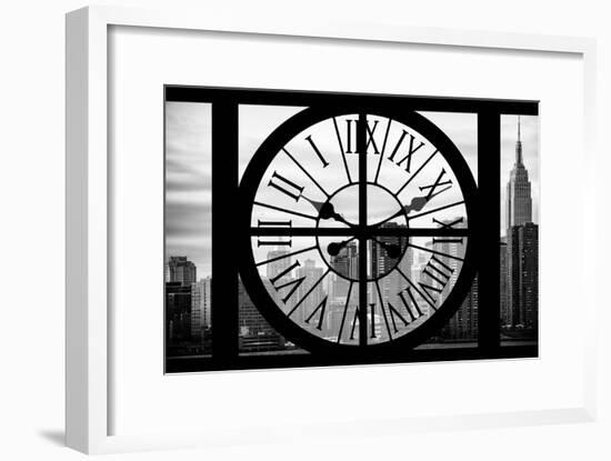 Giant Clock Window - View on the New York City - The Empire State-Philippe Hugonnard-Framed Photographic Print