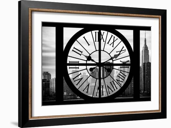 Giant Clock Window - View on the New York City - The Empire State-Philippe Hugonnard-Framed Photographic Print