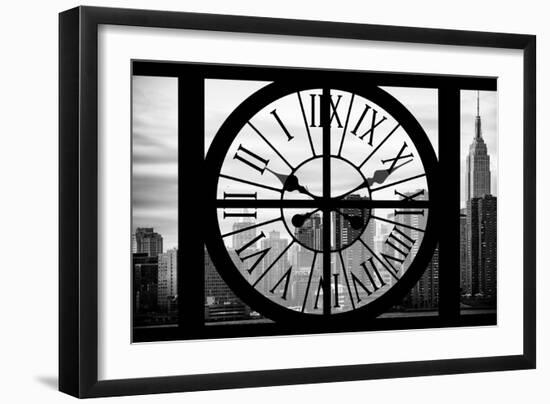 Giant Clock Window - View on the New York City - The Empire State-Philippe Hugonnard-Framed Photographic Print