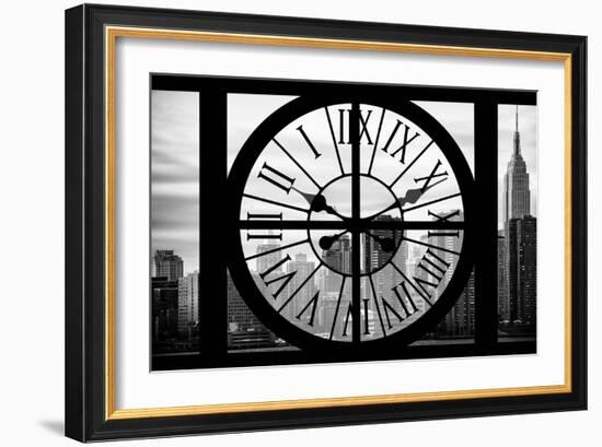 Giant Clock Window - View on the New York City - The Empire State-Philippe Hugonnard-Framed Photographic Print