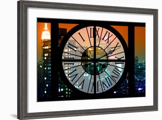 Giant Clock Window - View on the New York City - The New Yorker Sign-Philippe Hugonnard-Framed Photographic Print