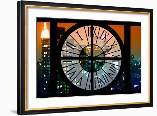 Giant Clock Window - View on the New York City - The New Yorker Sign-Philippe Hugonnard-Framed Photographic Print
