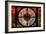 Giant Clock Window - View on the New York City with Red Foggy Night-Philippe Hugonnard-Framed Photographic Print