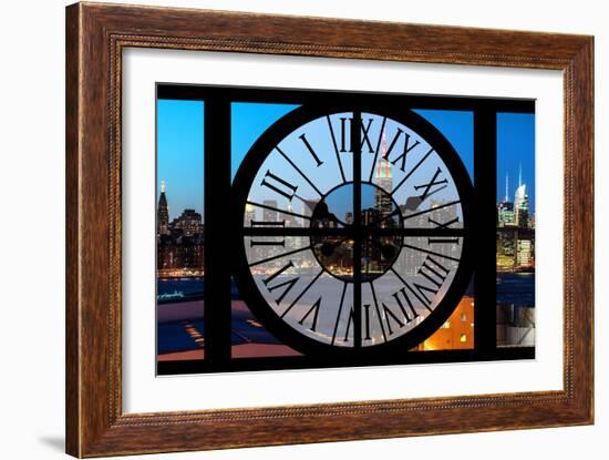 Giant Clock Window - View on the New York Skyline at Dusk II-Philippe Hugonnard-Framed Photographic Print