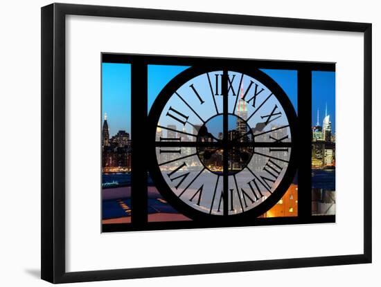 Giant Clock Window - View on the New York Skyline at Dusk II-Philippe Hugonnard-Framed Photographic Print