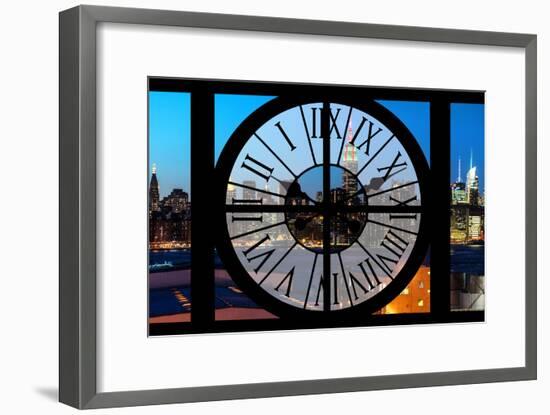 Giant Clock Window - View on the New York Skyline at Dusk II-Philippe Hugonnard-Framed Photographic Print