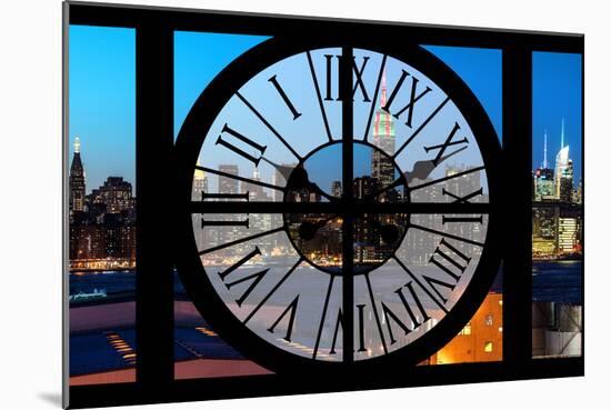 Giant Clock Window - View on the New York Skyline at Dusk II-Philippe Hugonnard-Mounted Photographic Print