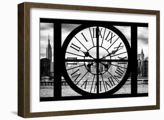 Giant Clock Window - View on the New York with Empire State Building II-Philippe Hugonnard-Framed Photographic Print