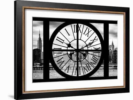 Giant Clock Window - View on the New York with Empire State Building II-Philippe Hugonnard-Framed Photographic Print