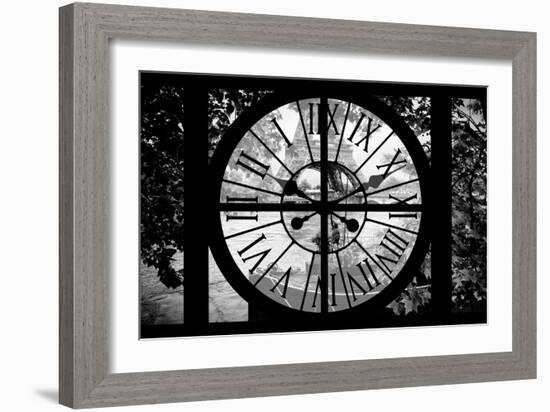 Giant Clock Window - View on the River Seine with a barge in front of the Eiffel Tower-Philippe Hugonnard-Framed Photographic Print