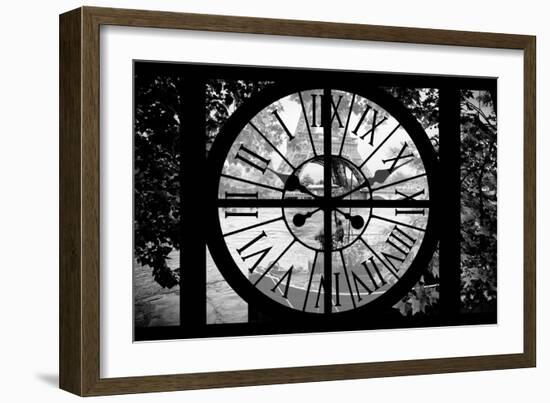 Giant Clock Window - View on the River Seine with a barge in front of the Eiffel Tower-Philippe Hugonnard-Framed Photographic Print