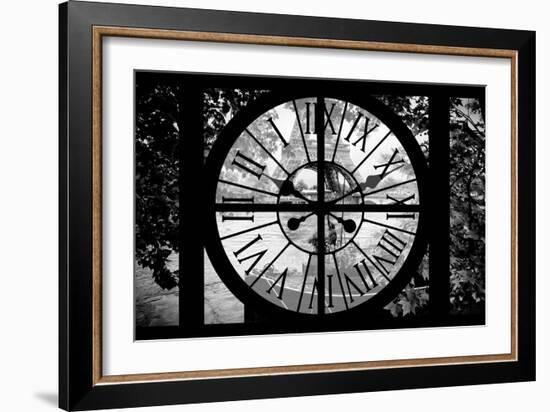 Giant Clock Window - View on the River Seine with a barge in front of the Eiffel Tower-Philippe Hugonnard-Framed Photographic Print