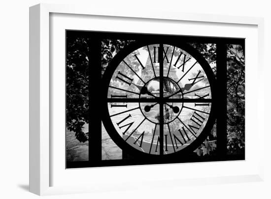 Giant Clock Window - View on the River Seine with a barge in front of the Eiffel Tower-Philippe Hugonnard-Framed Photographic Print