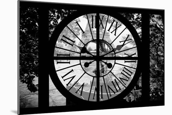 Giant Clock Window - View on the River Seine with a barge in front of the Eiffel Tower-Philippe Hugonnard-Mounted Photographic Print
