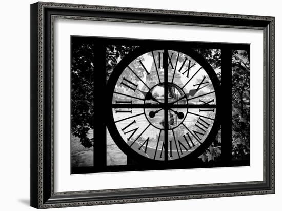 Giant Clock Window - View on the River Seine with a barge in front of the Eiffel Tower-Philippe Hugonnard-Framed Photographic Print