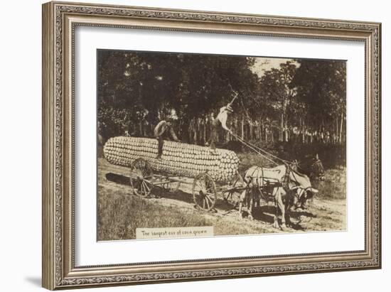 Giant Ear of Corn Pulled by Horse Cart-null-Framed Art Print