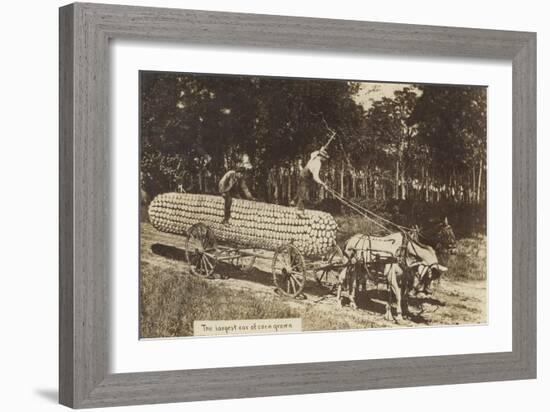 Giant Ear of Corn Pulled by Horse Cart-null-Framed Art Print