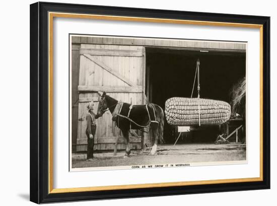 Giant Ear of Corn with Plow Horse, Nebraska-null-Framed Premium Giclee Print