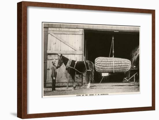 Giant Ear of Corn with Plow Horse, Nebraska-null-Framed Art Print