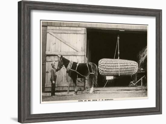 Giant Ear of Corn with Plow Horse, Nebraska-null-Framed Art Print