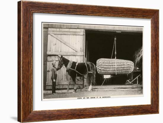 Giant Ear of Corn with Plow Horse, Nebraska-null-Framed Art Print