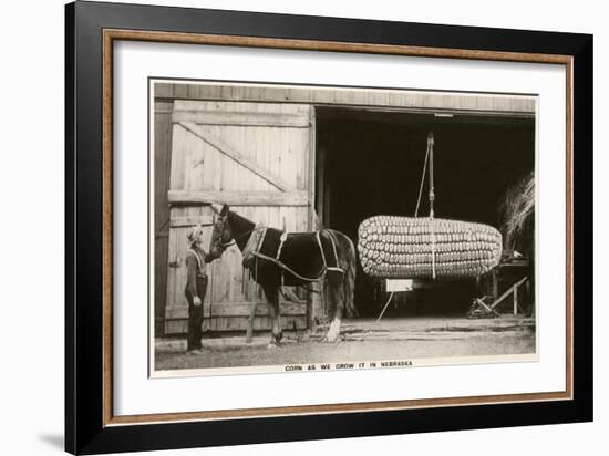 Giant Ear of Corn with Plow Horse, Nebraska-null-Framed Art Print