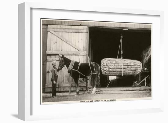 Giant Ear of Corn with Plow Horse, Nebraska-null-Framed Art Print