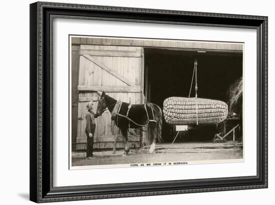 Giant Ear of Corn with Plow Horse, Nebraska-null-Framed Art Print