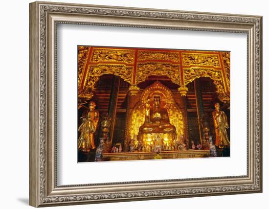 Giant golden Buddha, Bai Dinh Buddhist Temple Complex, Vietnam-David Wall-Framed Photographic Print