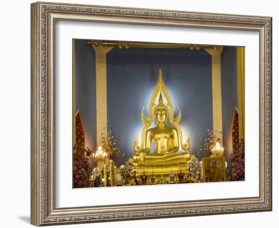 Giant Golden Statue of the Buddha, Wat Benchamabophit (Marble Temple), Bangkok, Thailand-Angelo Cavalli-Framed Photographic Print