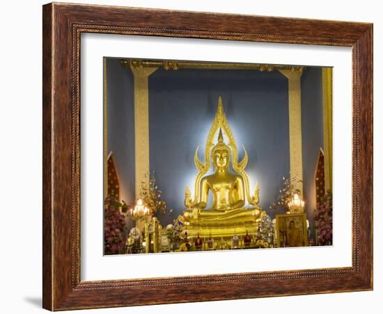 Giant Golden Statue of the Buddha, Wat Benchamabophit (Marble Temple), Bangkok, Thailand-Angelo Cavalli-Framed Photographic Print