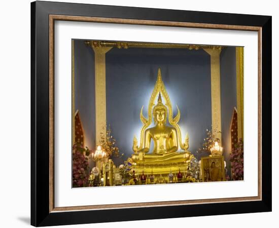 Giant Golden Statue of the Buddha, Wat Benchamabophit (Marble Temple), Bangkok, Thailand-Angelo Cavalli-Framed Photographic Print