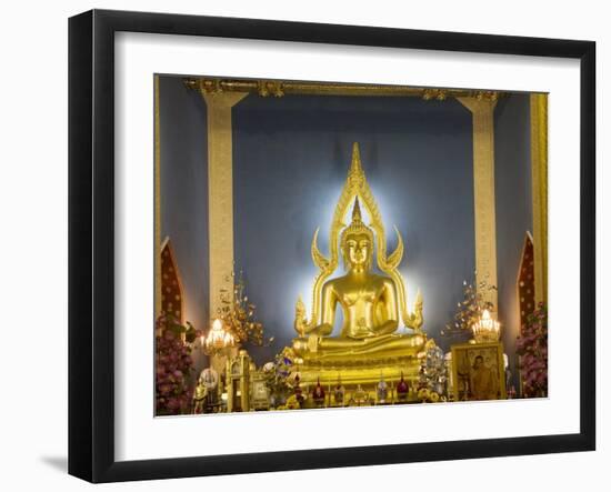 Giant Golden Statue of the Buddha, Wat Benchamabophit (Marble Temple), Bangkok, Thailand-Angelo Cavalli-Framed Photographic Print