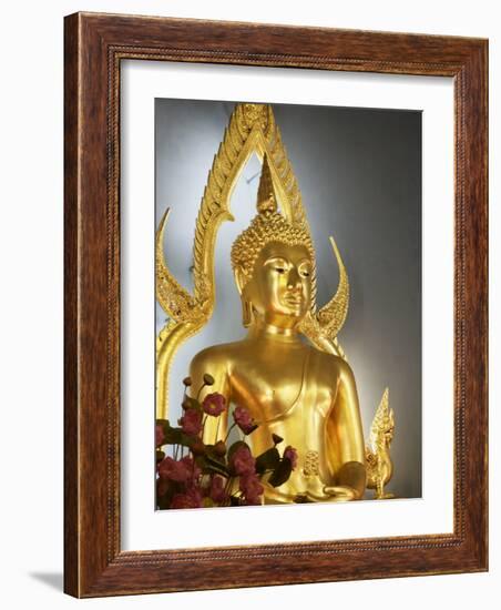 Giant Golden Statue of the Buddha, Wat Benchamabophit (Marble Temple), Bangkok, Thailand-Angelo Cavalli-Framed Photographic Print