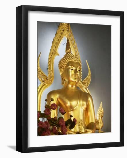 Giant Golden Statue of the Buddha, Wat Benchamabophit (Marble Temple), Bangkok, Thailand-Angelo Cavalli-Framed Photographic Print