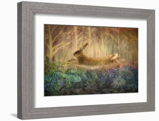 Giant Hare leaps-Claire Westwood-Framed Art Print