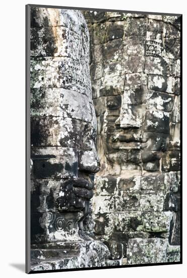 Giant Heads at the Bayon Temple, Angkor, Siem Reap, Cambodia, Indochina-Jordan Banks-Mounted Photographic Print