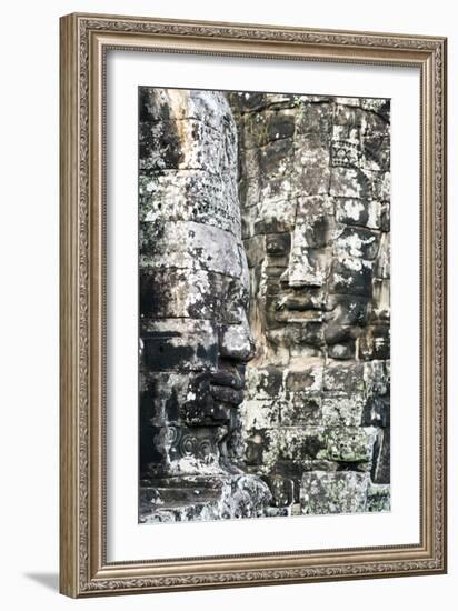 Giant Heads at the Bayon Temple, Angkor, Siem Reap, Cambodia, Indochina-Jordan Banks-Framed Photographic Print