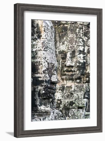 Giant Heads at the Bayon Temple, Angkor, Siem Reap, Cambodia, Indochina-Jordan Banks-Framed Photographic Print