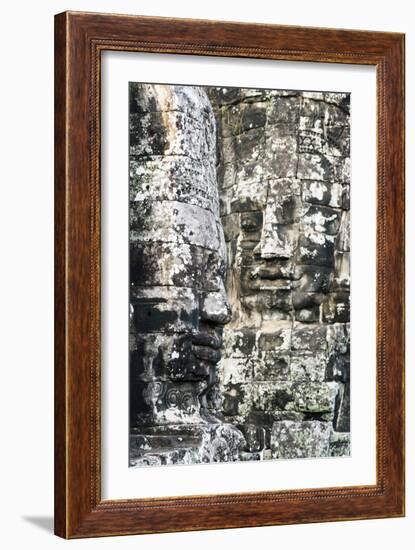 Giant Heads at the Bayon Temple, Angkor, Siem Reap, Cambodia, Indochina-Jordan Banks-Framed Photographic Print